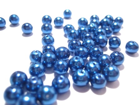 Waxed Glass Beads, 6mm Dark Blue