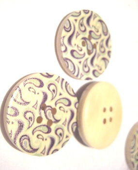 Wood buttons, 30mm  Paisley