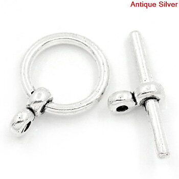 Toggellås, Ring, Antiksilver 12mm