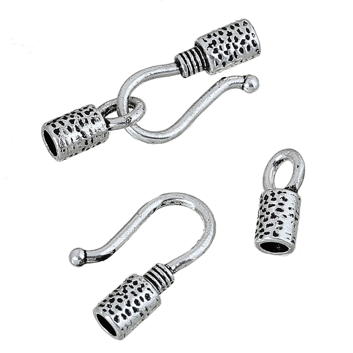Toggle/hook clasp , Dots , Silver - 2