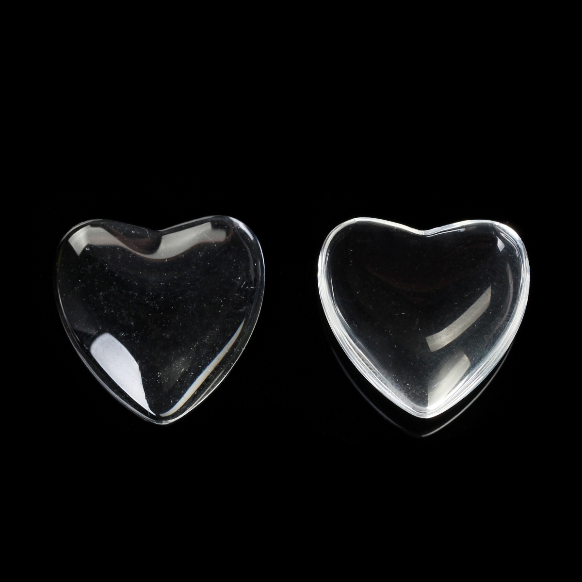 Cabochon i glas, Clear - Hjärta 20mm - 2