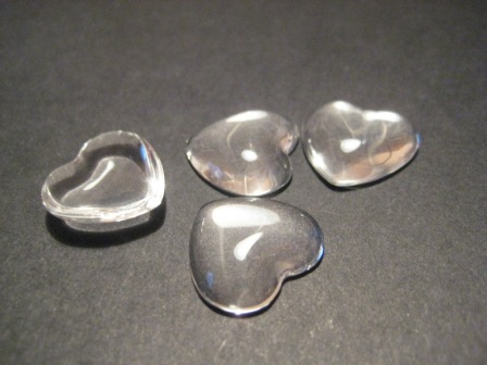 Cabochon i glas, Clear - Hjärta 20mm - 3