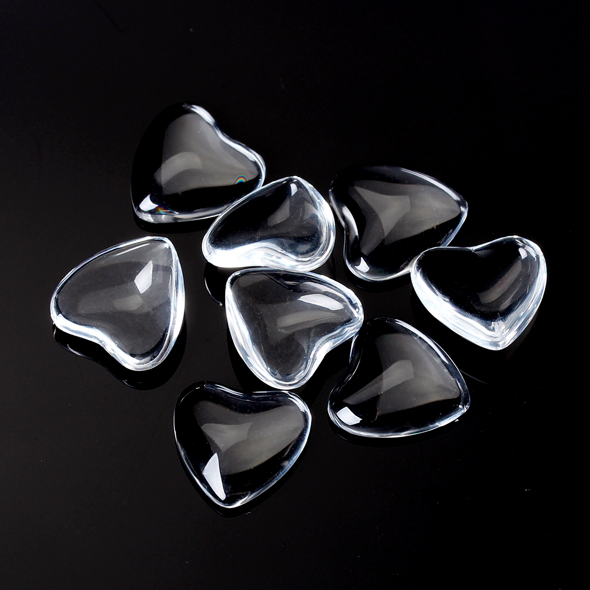 Cabochon i glas, Clear - Hjärta 20mm