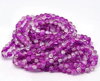 Crackle, Mauve / Clear  8mm