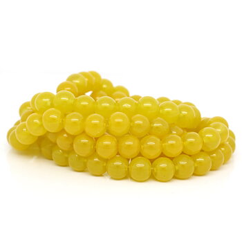 Round glass beads, 8mm Yellow