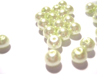 Vaxade Glaspärlor , 6mm Ljus lime