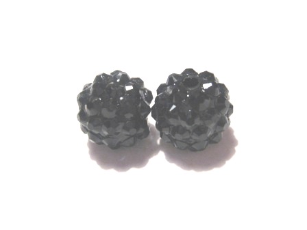 Resin/Pavepärla m. Strassnitar - 12 mm, Jet