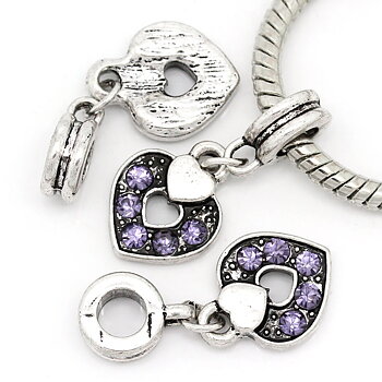 Bead / pendant- hearts purple