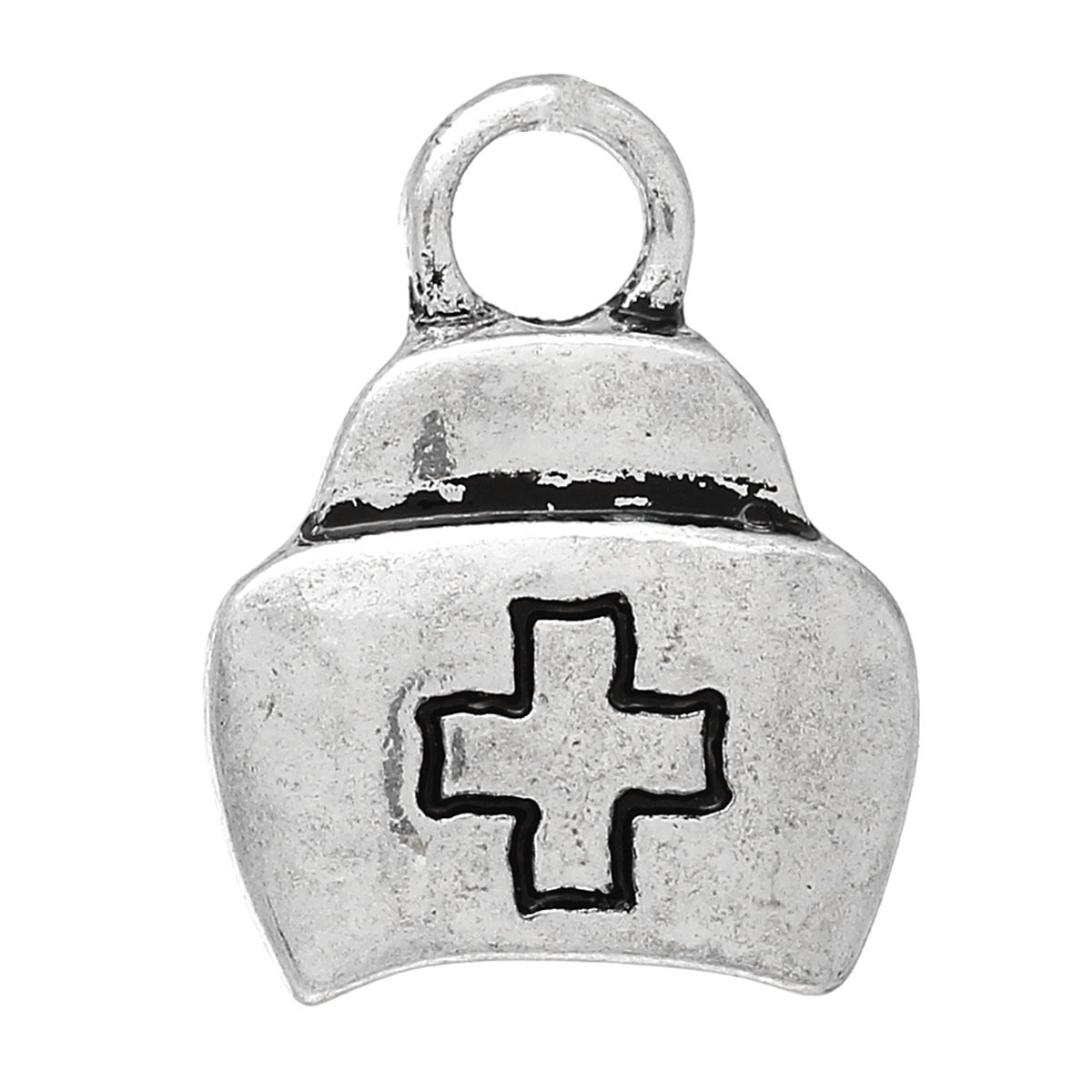 Berlock - Sjukhusmössa / hjärta, Nurse, vårdyrke, sjuksköterska, Antiksilver