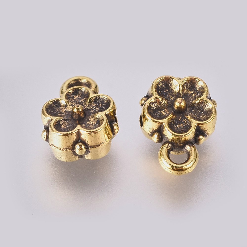 Connector / bail  gold metal flower - 2