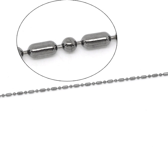 Kulkedja, oval, svart, 1,5mm - 2