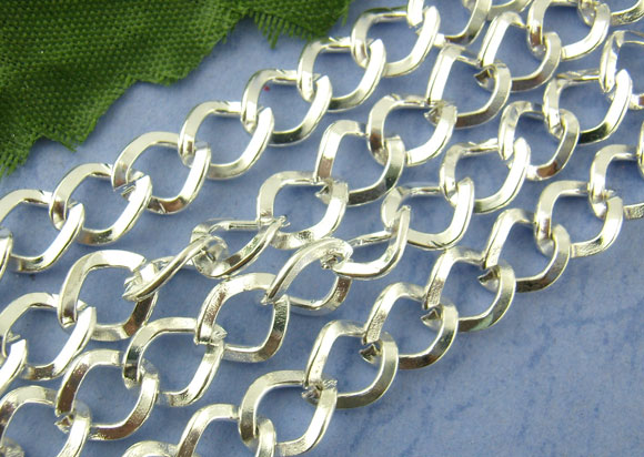 Kedja - vridna länkar, 7x8mm silver 1m - 2