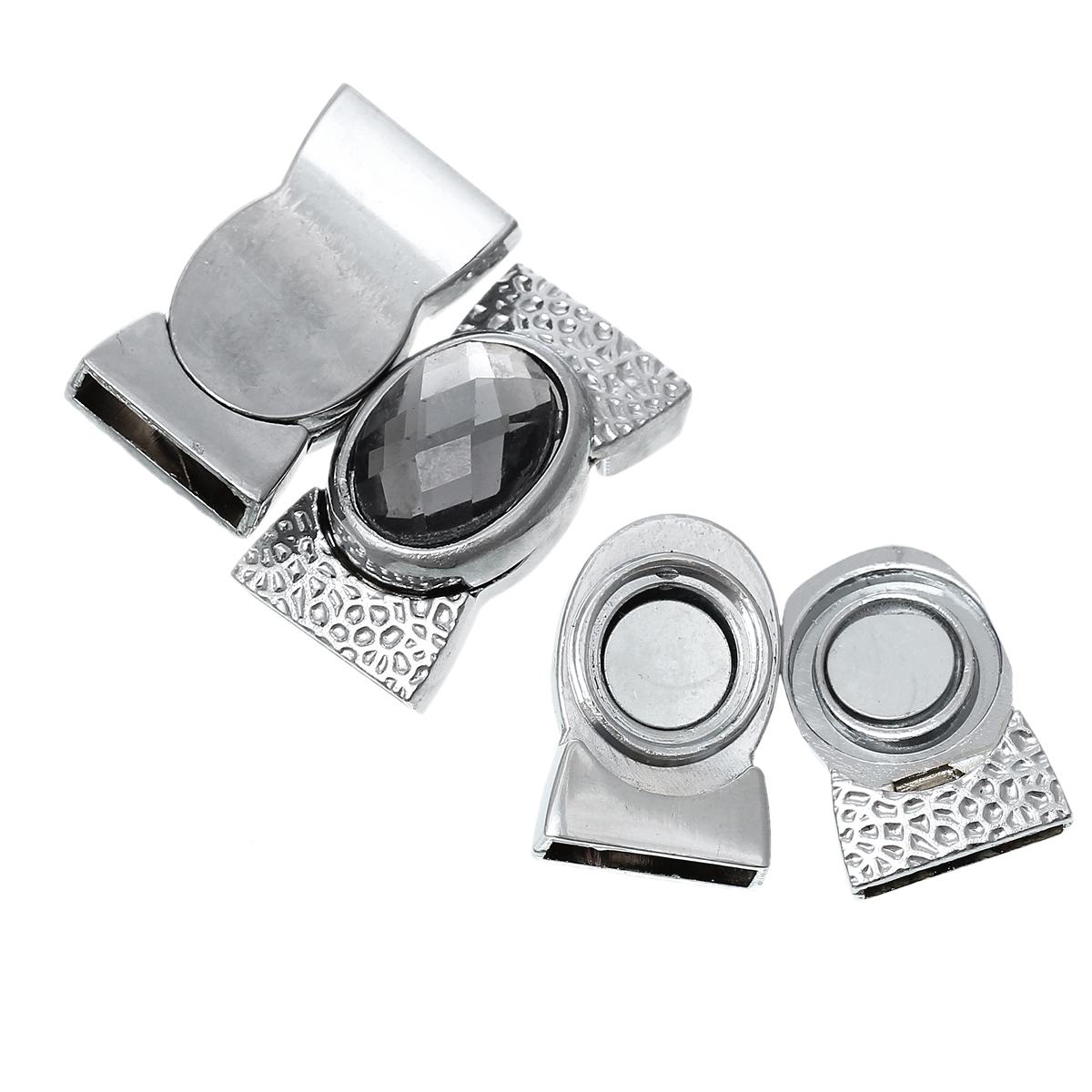 Stort magnetlås i hög kvalité, 34 x 18mm, med facetterad glassten - 2