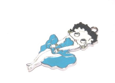 Berlock - Emaljerad Betty Boop - Turkos/ ljusblå