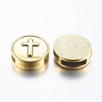 Regaliz / Slider, Guld Kors, 10x2mm
