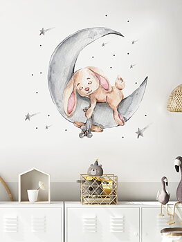 Wall deco,  Rabbit on moon