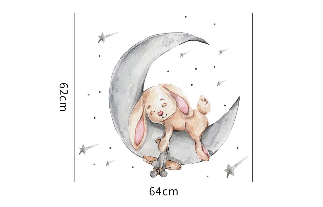 Wall deco,  Rabbit on moon - 2