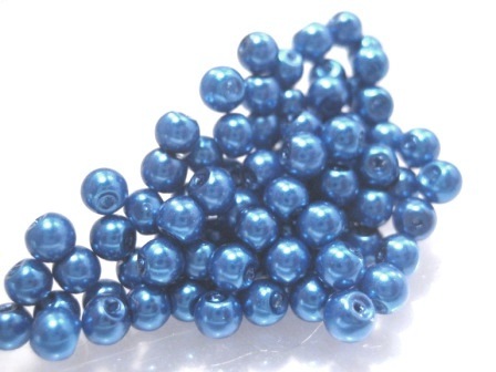 Vaxade Glaspärlor , 4mm Blå, 1 sträng