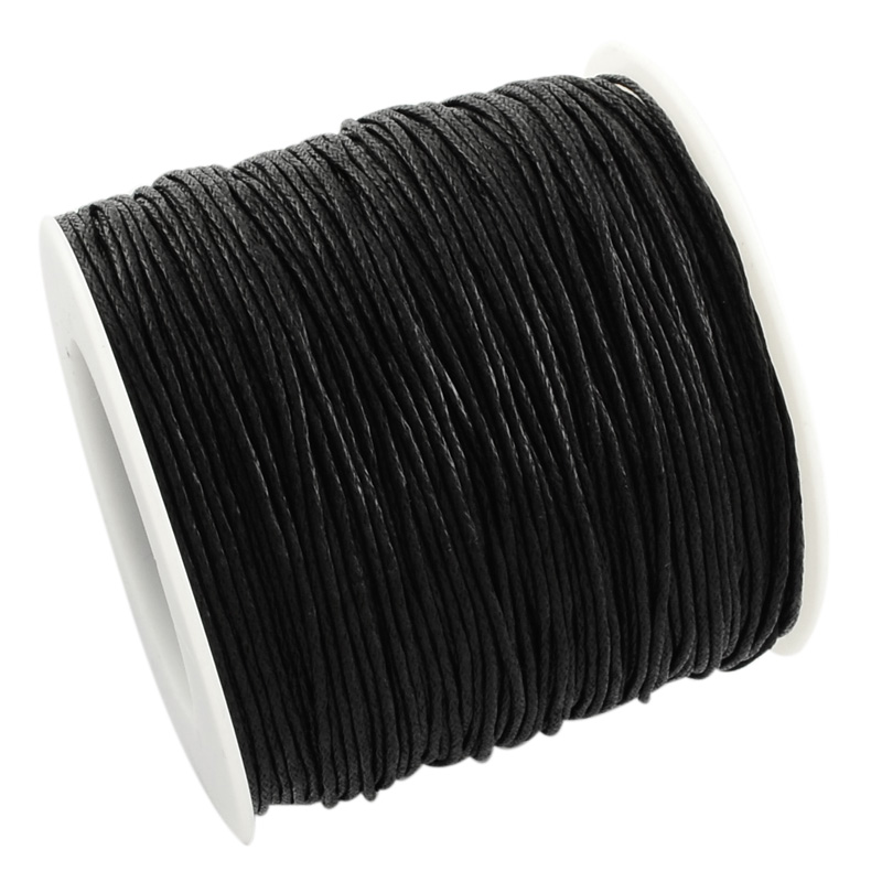 Waxed cotton,  black , 1mm, role 100yards