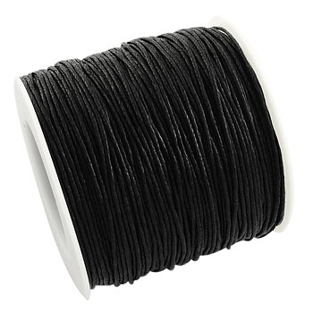 Waxed cotton,  black , 1mm, role 100yards