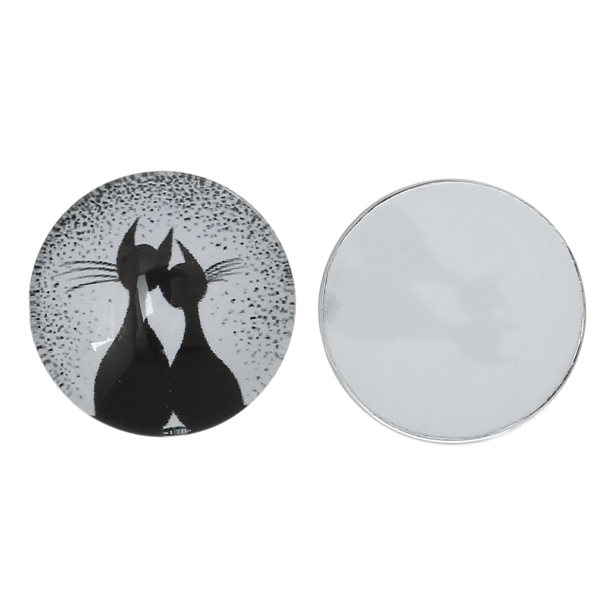 Cabochon/Camé i glas - cat love 18mm - 2