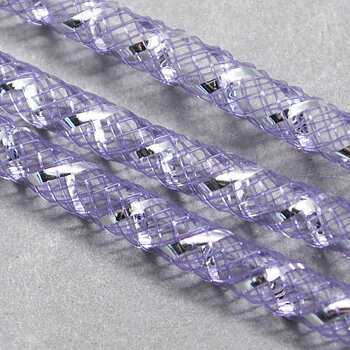 Mesh Tubing, Plastic Net Thread Cord, purple sparklikng 8mm