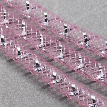 Mesh Tubing, Plastic Net Thread Cord, pink sparklikng 4mm
