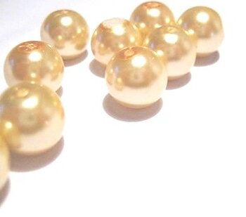 Waxed Glass Beads, 12mm, light beige