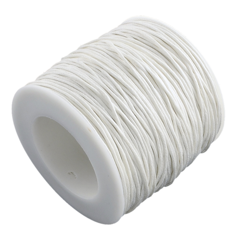 Waxed cotton,  white, 1mm, role 100yards