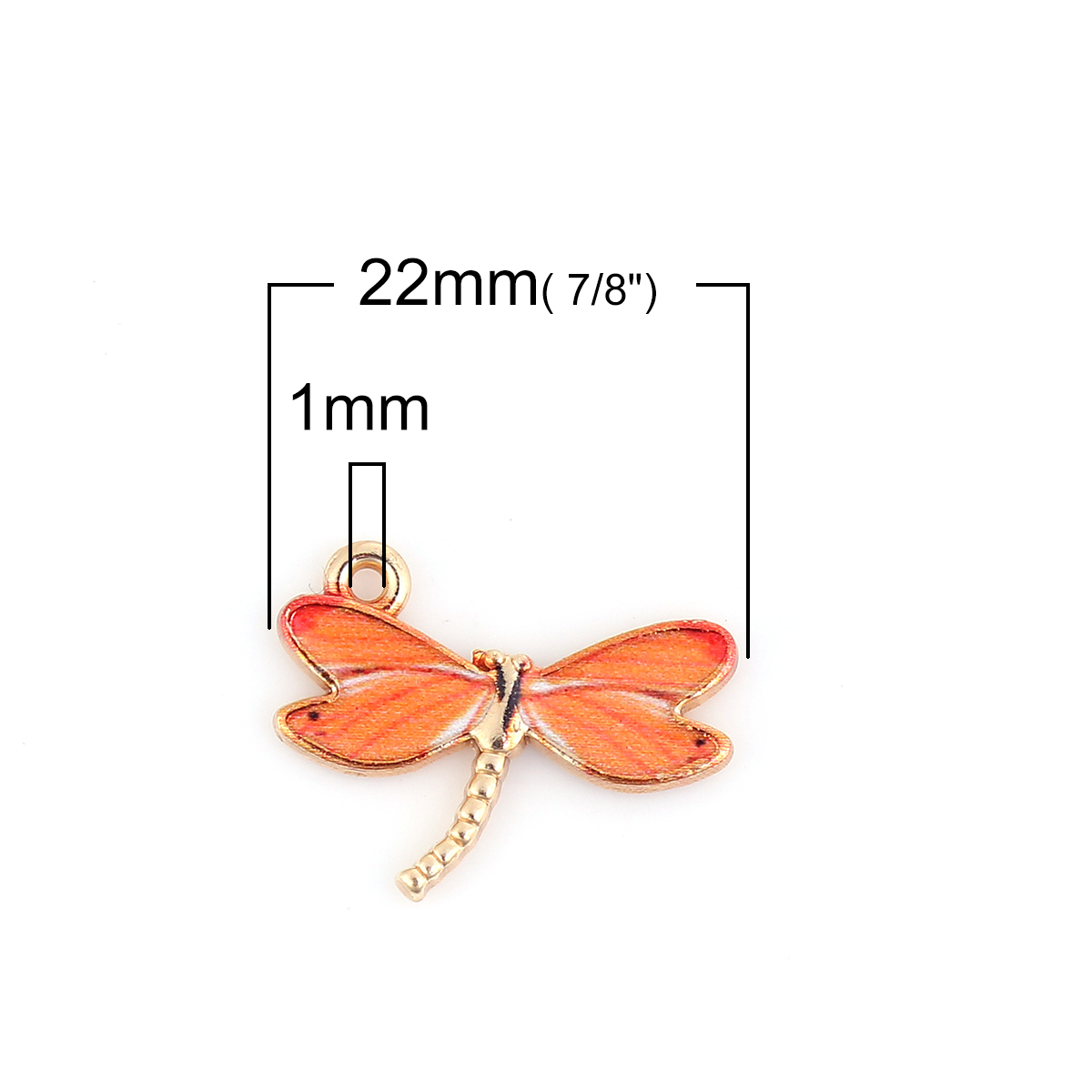 Berlock , Emaljerad Trollslända, orange - 3
