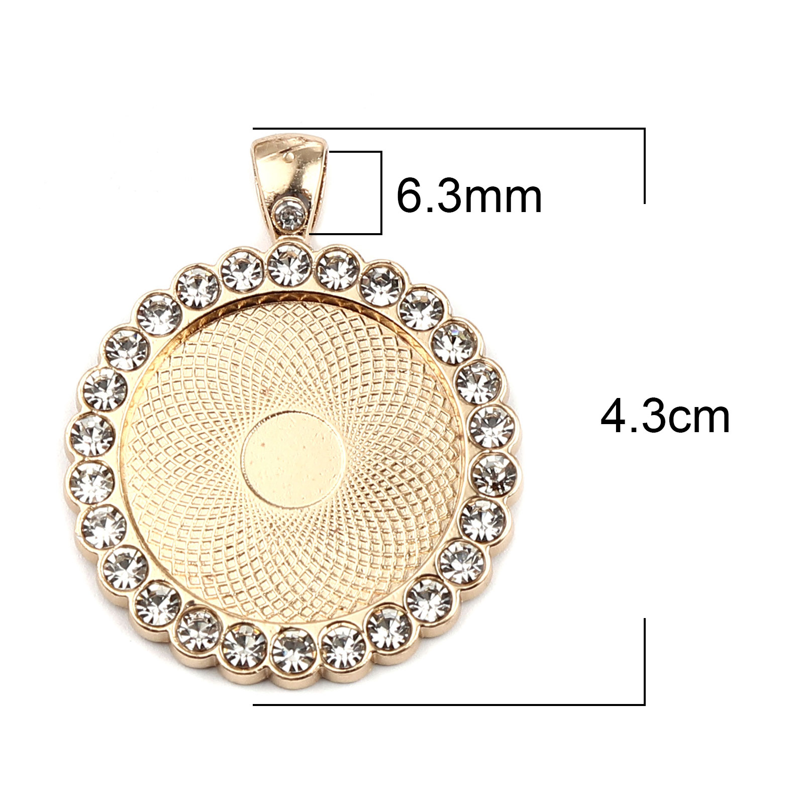 Cabochonhållare/ fäste  - Guldpläterad 25mm m rhinestones - 2