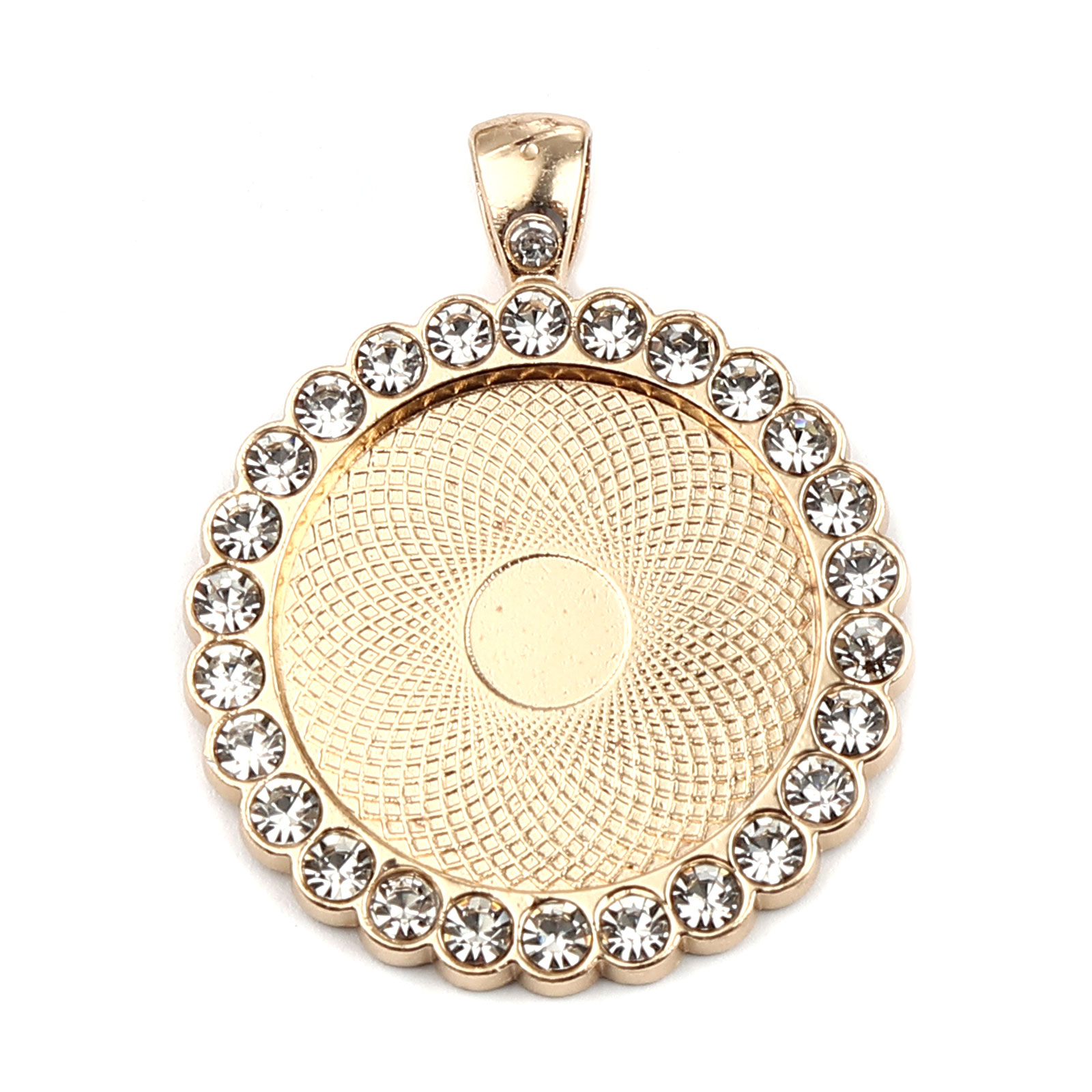 Cabochonhållare/ fäste  - Guldpläterad 25mm m rhinestones