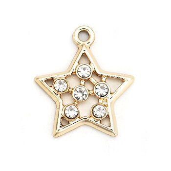 Berlock -  Stjärna med rhinestones, 21mm, guld