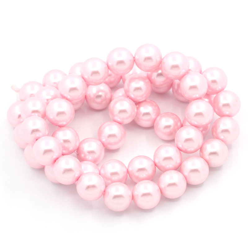 Waxed Glass Beads, 8mm Light Pink
