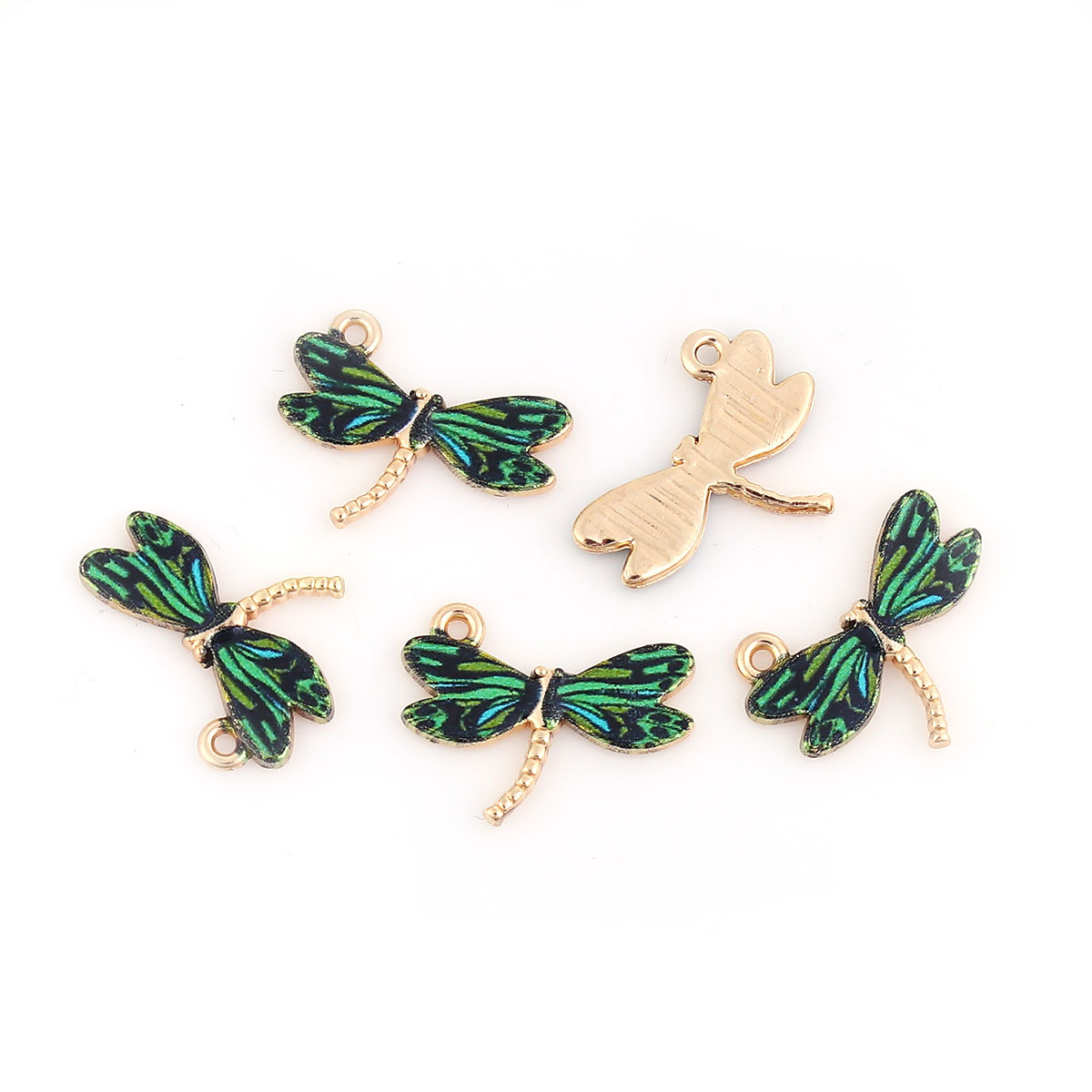 Charm enameld  dragonfly greenblue/black