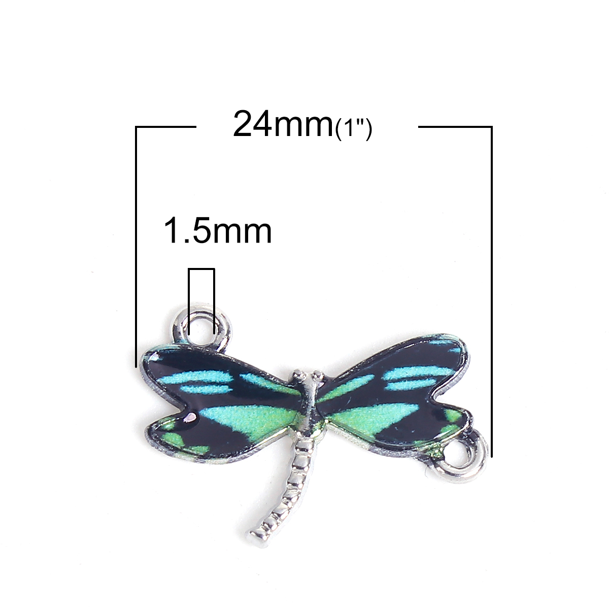 Charm enameld  dragonfly blue/black - 3