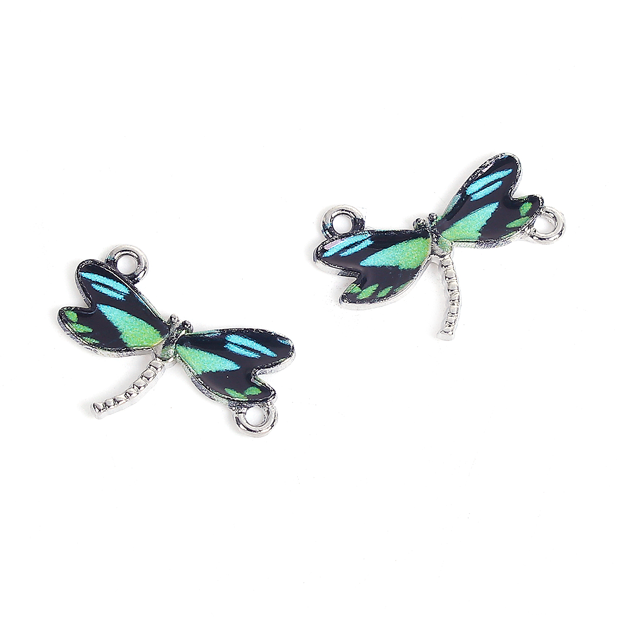 Charm enameld  dragonfly blue/black - 2