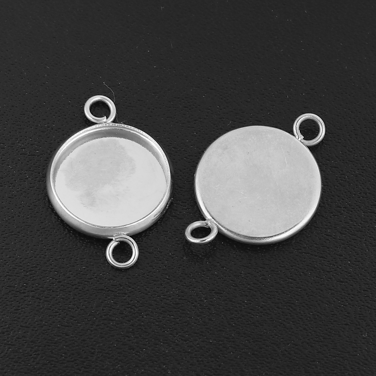 Cabochonhållare/connector- rund  Stainless Steel, 12mm - 2