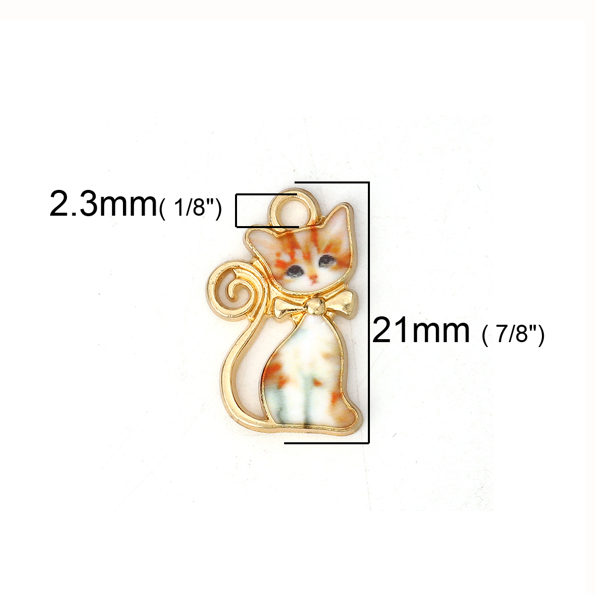 Charm enameld  Cat , light - 2