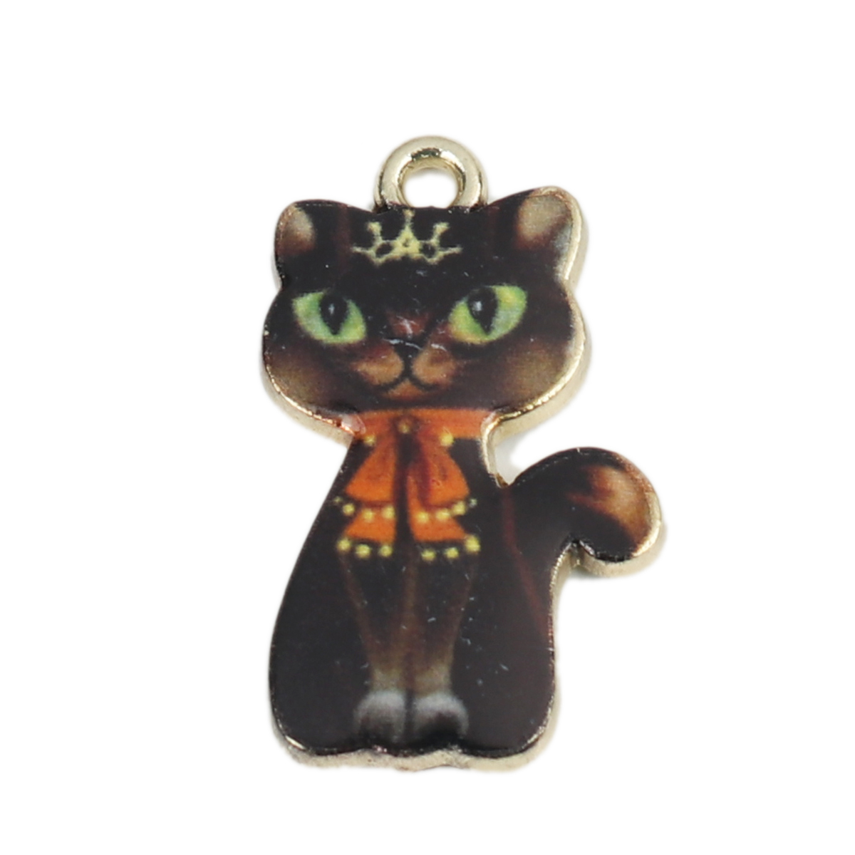 Charm enameld  Cat , black pattern