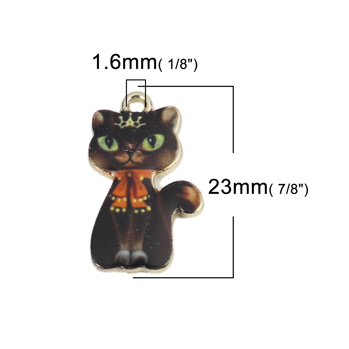Charm enameld  Cat , black pattern - 2
