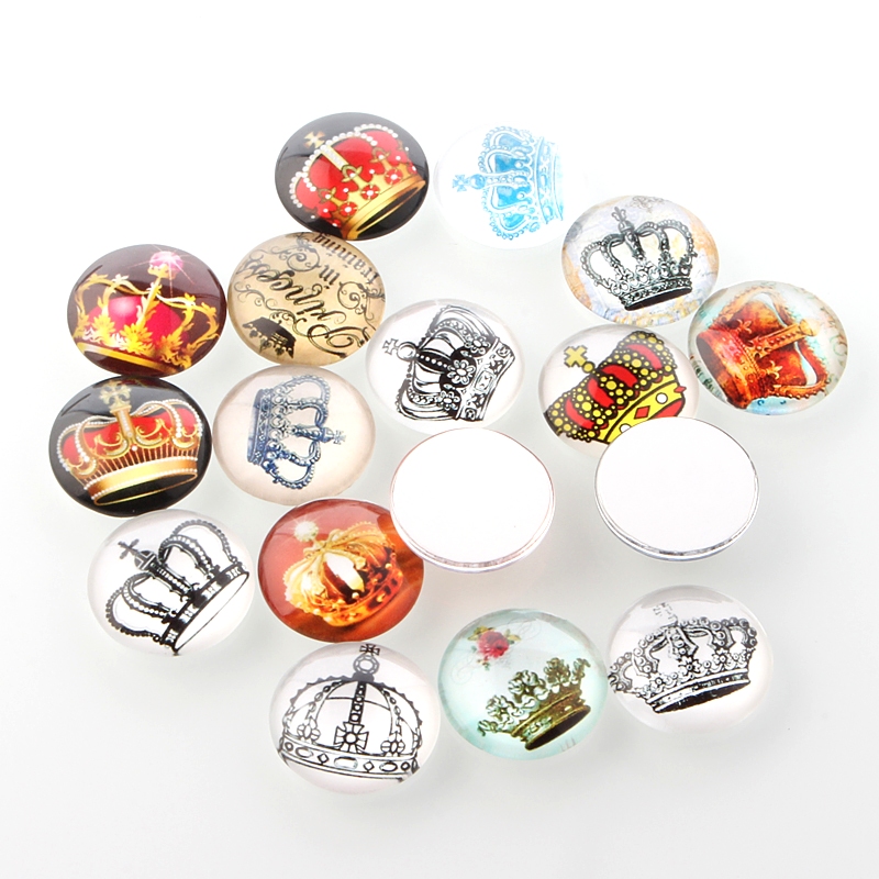 Cabochon in glass crown mix  25mm