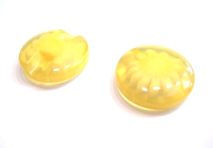 Resinknappar, 14mm,  Blomma - Gul