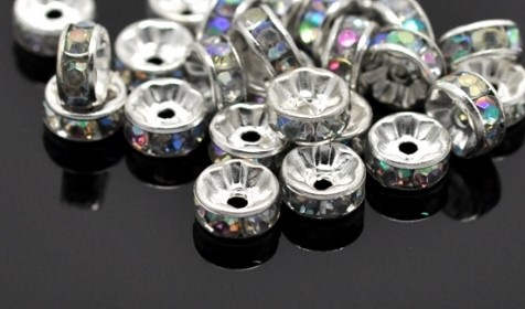 strassrondell, Silver  8mm, Clear  AB - 3