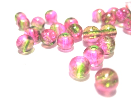 Crackle, Rosa/Grön 6mm