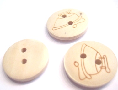 Wood buttons, 20mm wood iron