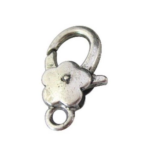 Karbinlås, Antiksilver Blomma,  27mm