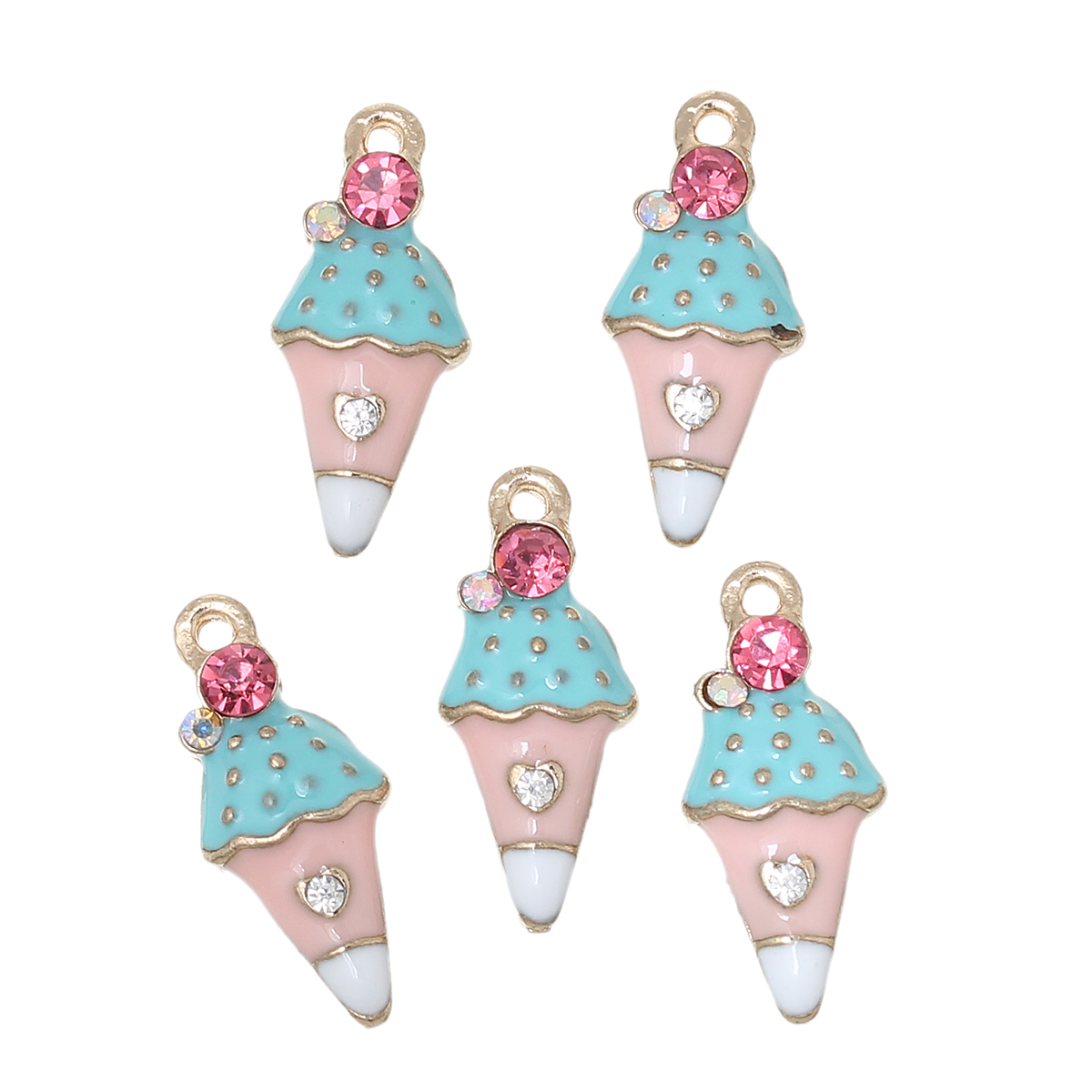Charm  enameld  ice cream, rhinestone, Blue