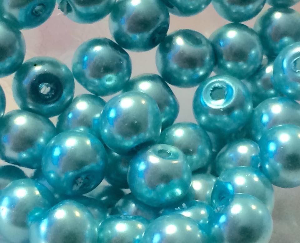Waxed Glass Beads, 6mm Turqouise - 2