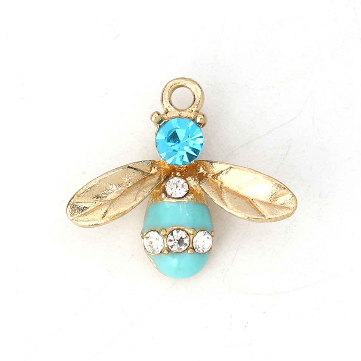 Charm   Enameld Bee w. rhinestone, blue